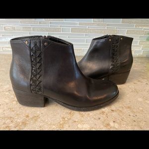 Clarks black leather booties